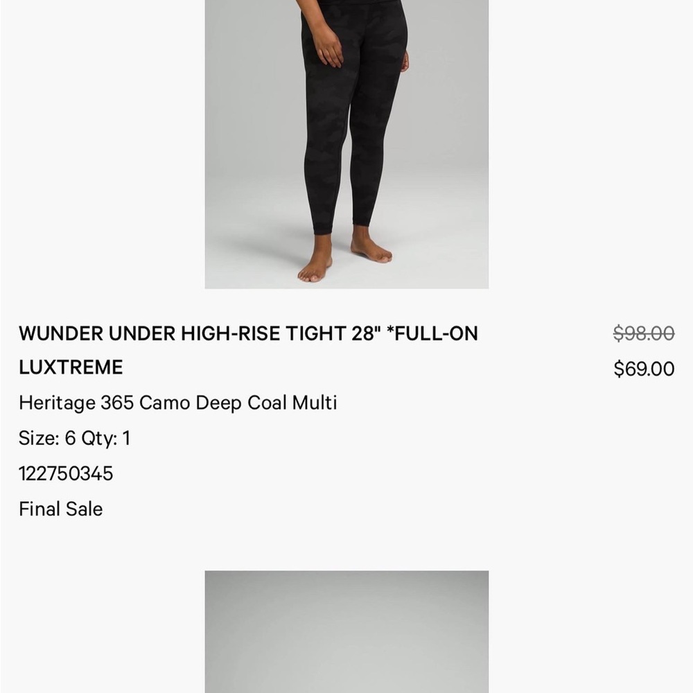 LULULEMON wonder under high rise 28” tight